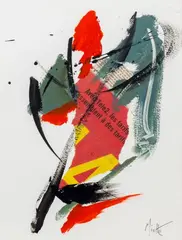 Composition by Jean Miotte, 2000, Acrylique et collage sur papier, sold Jul 2022