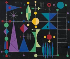 Night Signals by B. C. Binning, 1950, oil on board, sold Nov 2018
