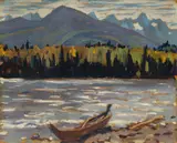 The Skeena River, BC / Autumn Landscape (verso) by A. Y. Jackson, double-sided oil on board, sold Nov 2018