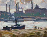 On the Seine by A. Y. Jackson, oil on panel, sold Nov 2018