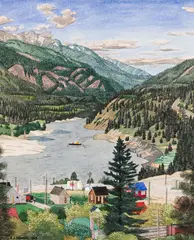 Fraser River near Lytton, BC by E. J. Hughes, 1969, watercolour on card, sold Nov 2018