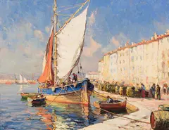 Port de St. Tropez by André Beronneau, 1931, oil on canvas, sold Nov 2018