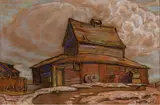 Farm House East of Calgary by Margaret Dorothy Shelton, 1981, pastel on paper, sold Sep 2018