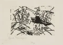 Schiffe in schwerer See by Lyonel Feininger, 1919, Holzschnitt auf dünnem Japan, sold Sep 2026