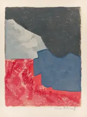 Komposition in Rot, Grau und Schwarz by Serge Poliakoff, 1960, Farblithografie auf Arches-Velin, sold Sep 2026