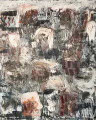 Zornige Stadt by Thomas Hartmann, 1990, Öl auf Nessel, sold Aug 2026