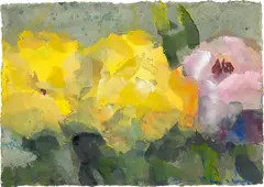 Rosen, gelb und rosa by Klaus Fußmann, 2004, Aquarell und Gouache auf Bütten, sold Apr 2025