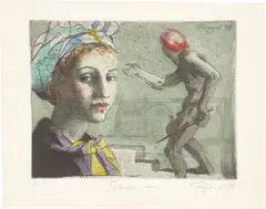 Salome by Michael Triegel, 1998, Aquarell über Aquatintaradierung auf Velin, sold Nov 2025