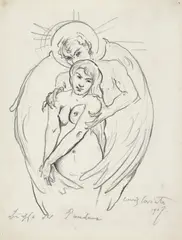 Büchse der Pandora by Lovis Corinth, 1907, Kohle, Bleistift und Deckweiß auf Velin, sold Nov 2025