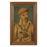 Young Man with Pear by Charles Culver, Oil on canvas laid on board, sold Sep 2022