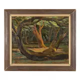 Landscape with Trees by Edward Bruce, Oil on canvas, sold Sep 2022