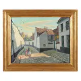Street Scene with Mother & Child by Alfred Van de Velde, Oil on canvas, sold Sep 2022
