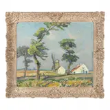 Landscape with Windmill by Alfred Van de Velde, Oil on canvas, sold Sep 2022