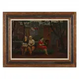 Women Reading by Ivan Vasiliev, Oil on board, sold Sep 2022