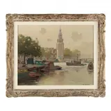 View of Munt Tower and Canals, Amsterdam by Jan Simon  Knikker, Oil on canvas, sold Sep 2022