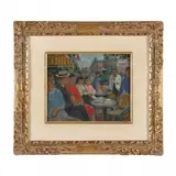 Au Café by François Gall, Oil on canvas, sold Sep 2022