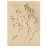 La Goulue by Henri de Toulouse-Lautrec, Lithograph in olive green on smooth cream wove paper, sold Sep 2022