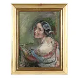 Portrait of Frau Z. by Franz Wiegele, Oil on canvas, sold Sep 2022
