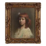 Portrait of a Girl by Henry Perrault, Oil on canvas, sold Sep 2022