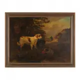 After the Hunt by Henriëtte Ronner-Knip, Oil on canvas (lined), sold Sep 2022