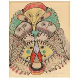 Untitled by Minnie Evans, Collage with crayon and pencil on paper, sold Sep 2022