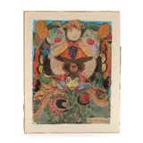 Untitled by Minnie Evans, Collage with oil, sold Sep 2022