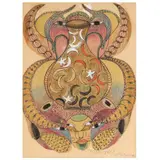Untitled by Minnie Evans, Collage with oil, sold Sep 2022