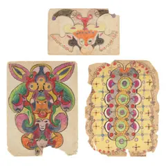 Three Works by Minnie Evans, The first with crayon and pencil on paper, sold Sep 2022