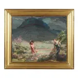 Gladys and Errett in the Frederick Garden by Gladys Nelson Smith, Oil on canvas, sold Sep 2022