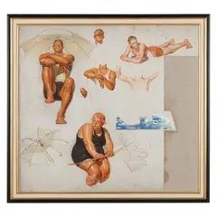 Study for King of the Beach by J. C. Leyendecker, Oil and graphite on canvas, sold Sep 2022