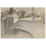 Pont Neuf, Paris by J. C. Leyendecker, Pencil, sold Sep 2022