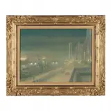 Evening Lights, East Side, New York by Johann Berthelsen, Oil on canvas, sold Sep 2022