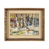 Heavy Snow Along the Brook by John Edward Costigan, Oil on canvas panel, sold Sep 2022