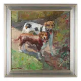 Pat and Mike, Dog Friends by James P. Kerr, Oil on linen canvas, sold Sep 2022
