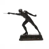 The Duelist's Lunge by Rudolf Küchler, Cast bronze with warm brown patina, sold Aug 2022