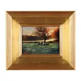 Sunset Pasture with Cows by Karen Sutton, Oil on board, sold Aug 2022