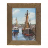Chisolm's Wharf, East Gloucester, Massachusetts by Raymond P Fraser, Oil on canvas panel, sold Aug 2022
