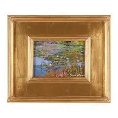 Pond Flowers by Thomas DeDecker, Oil on board, sold Aug 2022