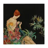 Woman in Garden by Stephen White, Oil on panel, sold Aug 2022