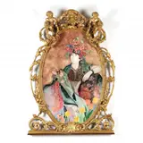 Woman with Floral Crown by Stephen White, Oil on birch panel, sold Aug 2022
