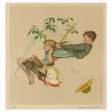 The Swing by Norman Rockwell, Lithograph in colors, sold Aug 2022