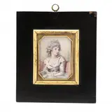 Portrait Miniature of a Lady by Joseph Francis Burrell, Watercolor on ivory, sold Jul 2022