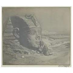 Antique Photograph after The Questioner of the Sphinx by Elihu Vedder, Appears to be a gelatin silver print, sold Jul 2022