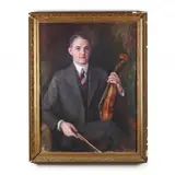 Portrait of a Man with Violin by Helen Sorensen, Oil on canvas, sold Jul 2022