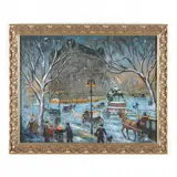 Winter Evening at the Plaza Hotel by Alex Schloss, Oil on canvas, sold Jul 2022