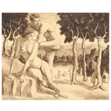 Untitled (Figures in a Forest) by Edmund Daniel Kinzinger, Etching in brown ink, sold Jul 2022