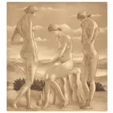 Untitled (Three Nudes) by Edmund Daniel Kinzinger, Etching in brown ink, sold Jul 2022