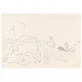 Waiting for Mullet Run by Claude Howell, Ink on paper, sold Jul 2022