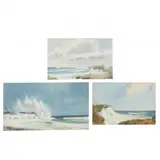 Three Seascapes by Ruskin Williams, Each a watercolor on paper, sold Jun 2022