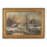 Winter Landscape with Hunters by G. Holthaus, Oil on canvas, sold Jun 2022